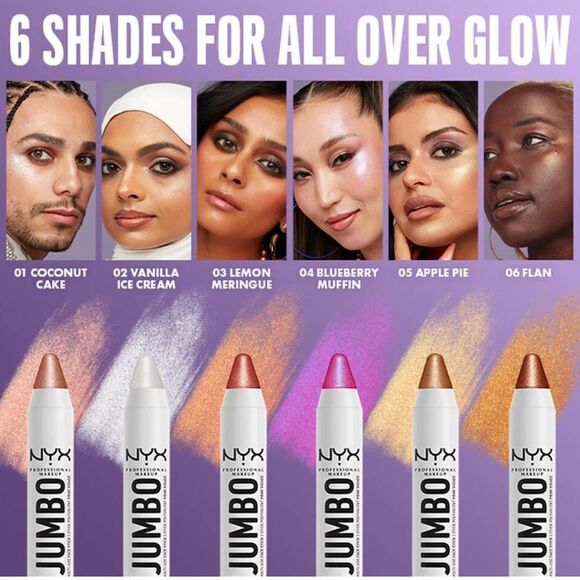 🦋 NYX Jumbo Multi-use Face Stick Highlighter 01 Coconut Cake New Full Size - Picture 6 of 7